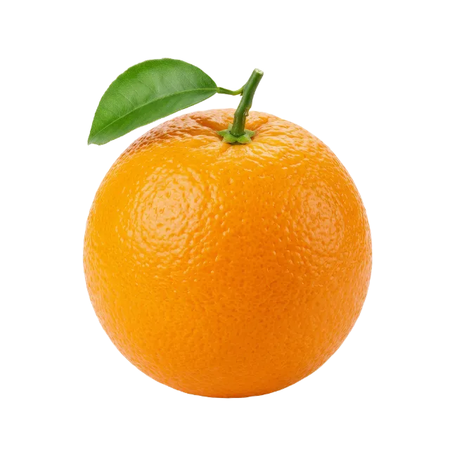 Fresh Juicy Orange Fruit with Green Leaf