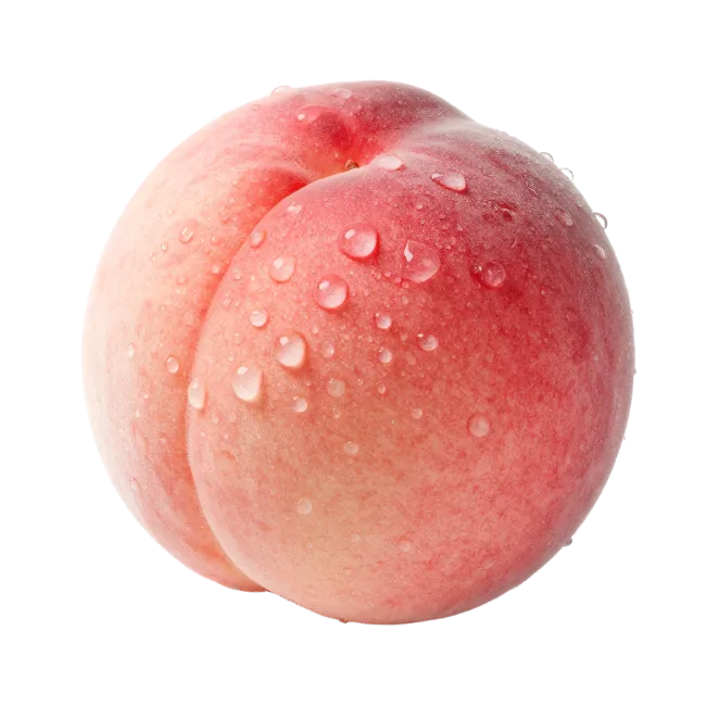 Fresh Juicy Peach with Water Droplets