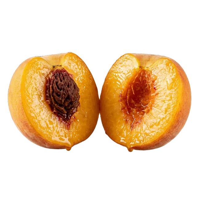 Fresh Juicy Sliced Peach Halves with Pit