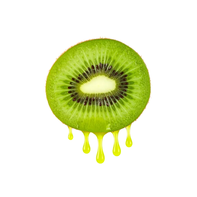 Fresh Kiwi Fruit Slice with Dripping Juice