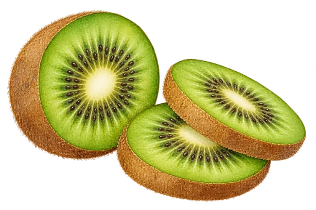 Fresh Kiwi Fruit Slices and Halves