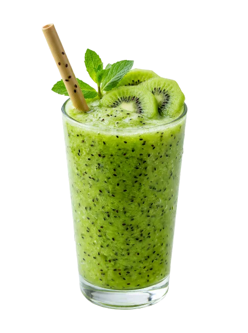 Fresh Kiwi Smoothie in Glass with Straw