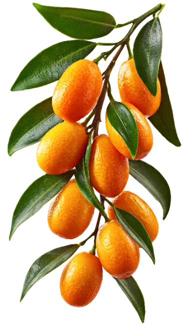 Fresh kumquat branch with ripe orange fruits