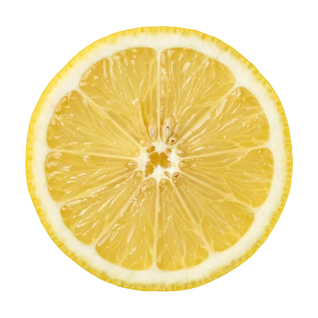 Fresh lemon slice isolated on white background