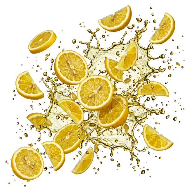 Fresh Lemon Slices With Splashing Juice