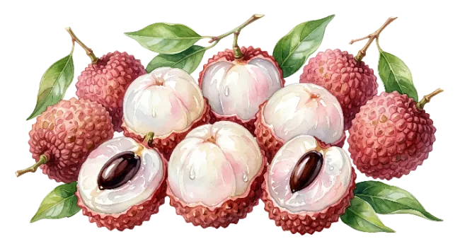 Fresh Lychee Fruit Illustration