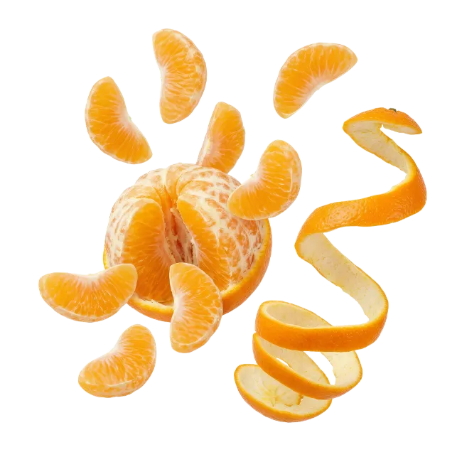 Fresh Mandarin Orange Slices and Peel