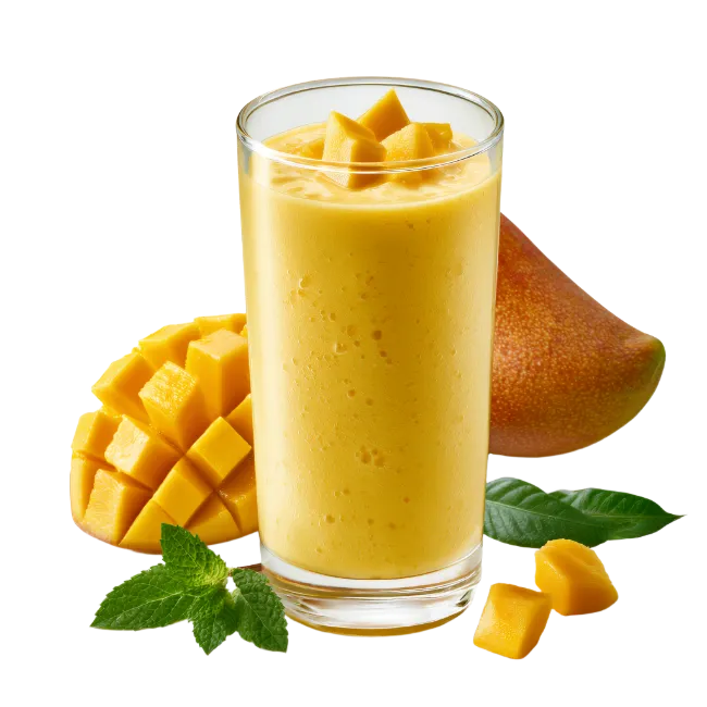Fresh Mango Smoothie in Glass with Slices