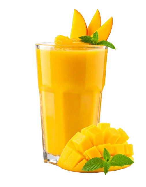 Fresh Mango Smoothie in Glass with Slices