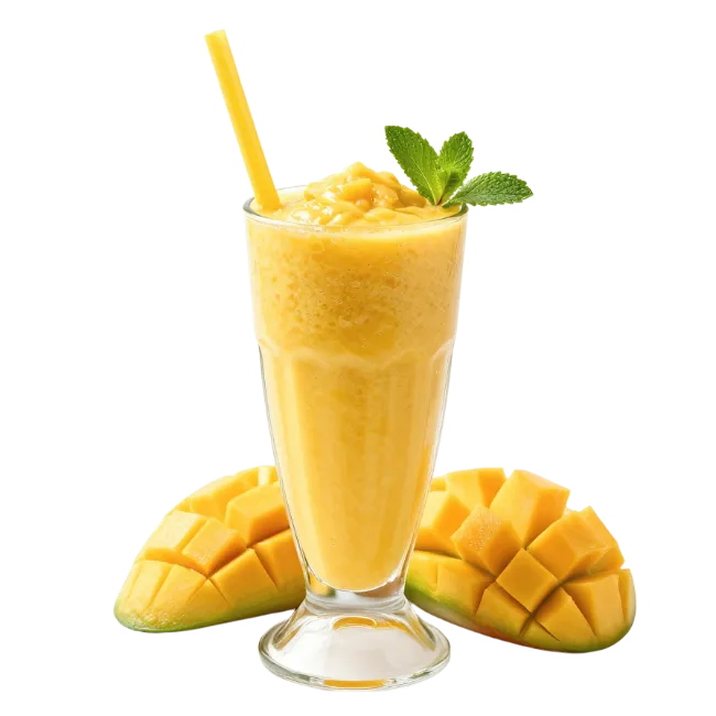 Fresh Mango Smoothie with Mint Leaf