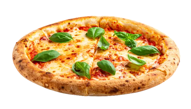 Fresh Margherita Pizza with Basil Leaves