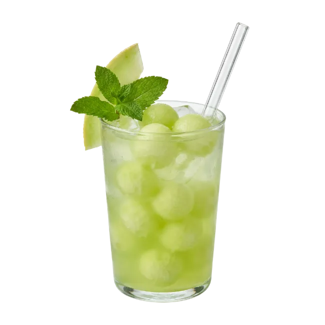 Fresh Melon Cocktail in Glass with Straw