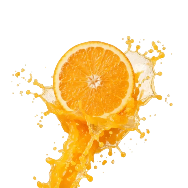 Fresh Orange Fruit Slice with Juice Splash