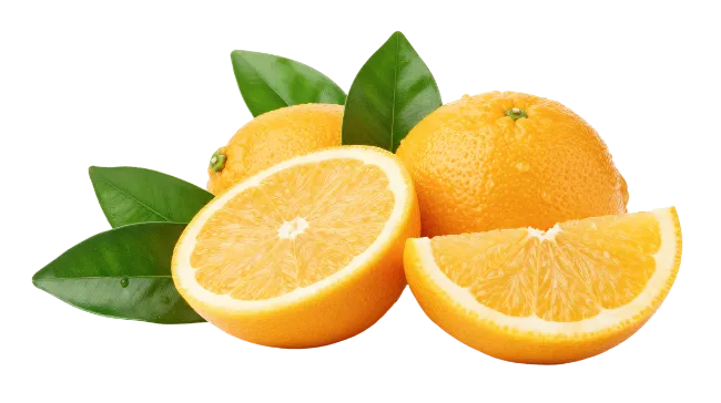 Fresh Orange Fruit with Leaves