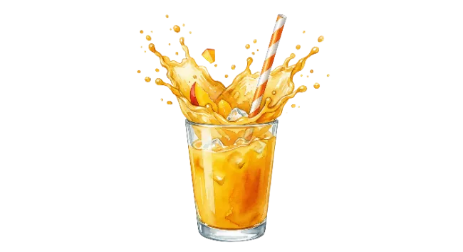 Fresh Orange Juice Glass with Splash Illustration