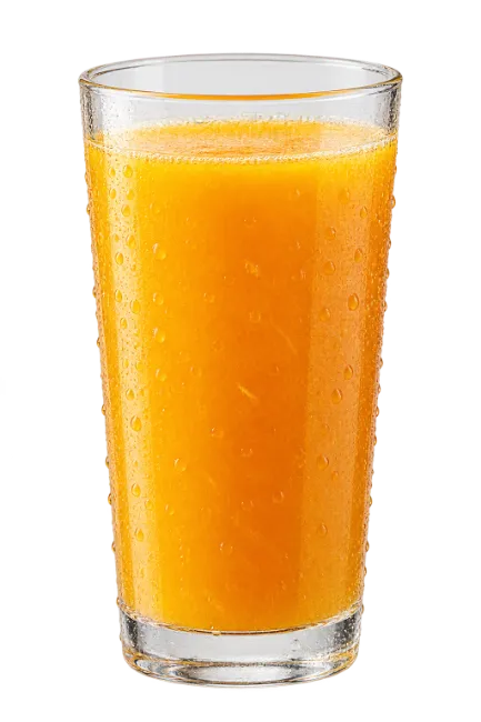 Fresh Orange Juice in a Tall Glass with Condensation Droplets