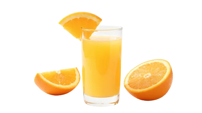 Fresh Orange Juice in Glass with Slices