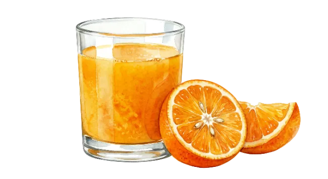 Fresh Orange Juice in Glass with Slices