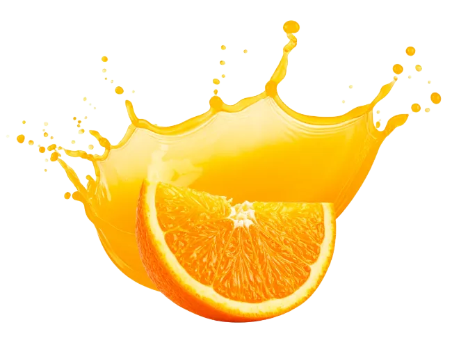Fresh Orange Juice Splash with Fruit Slices