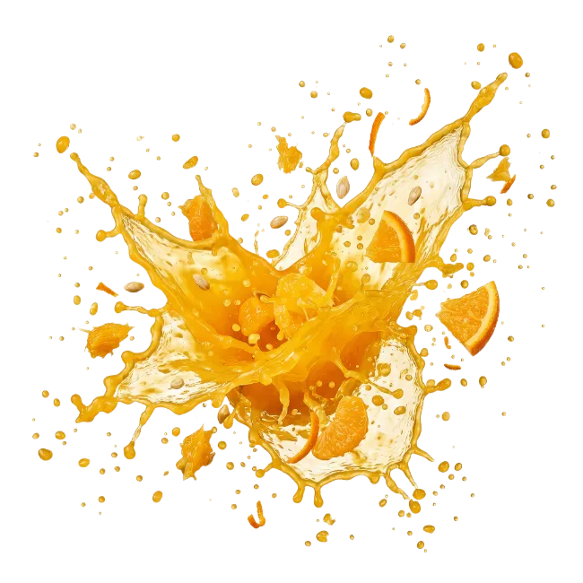 Fresh Orange Juice Splash with Fruit Slices