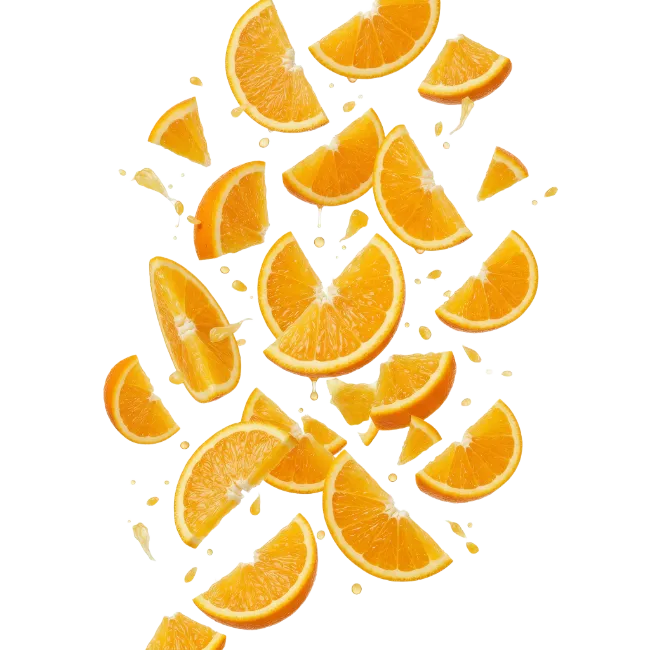 Fresh Orange Slices Exploding in Mid Air