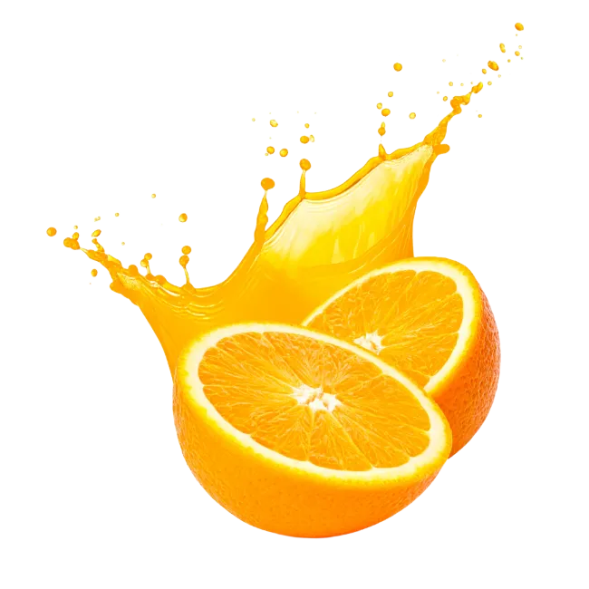 Fresh Orange Slices with Citrus Juice Splash