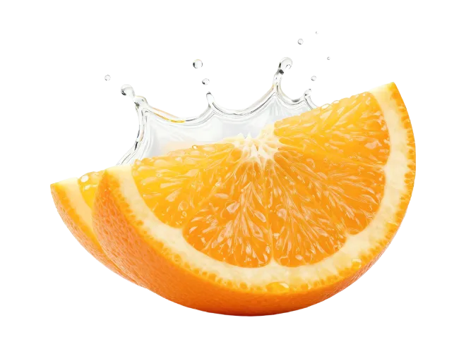 Fresh orange slices with water splash