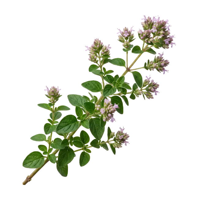 Fresh Oregano Herb Branch with Flowers