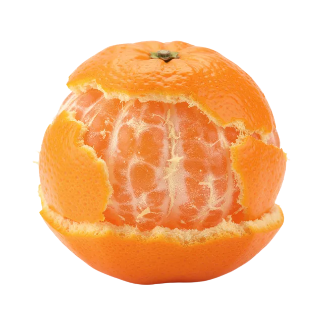 Fresh Partially Peeled Mandarin Orange Fruit