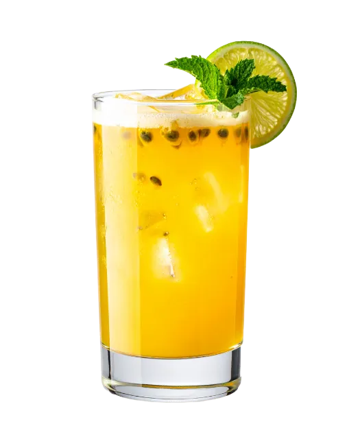 Fresh Passion Fruit Cocktail with Lime and Mint