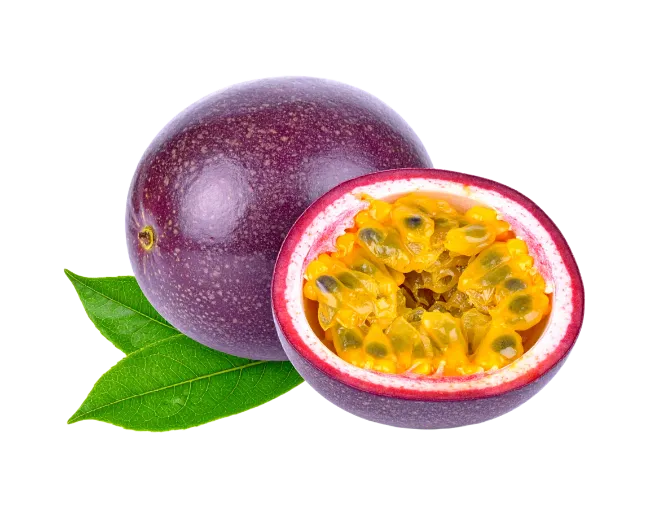 Fresh Passion Fruit with Leaves