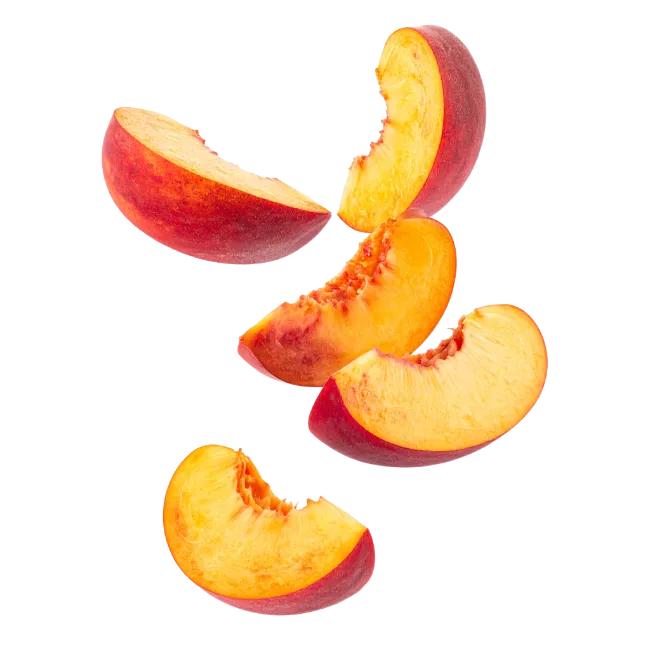Fresh Peach Slices Floating
