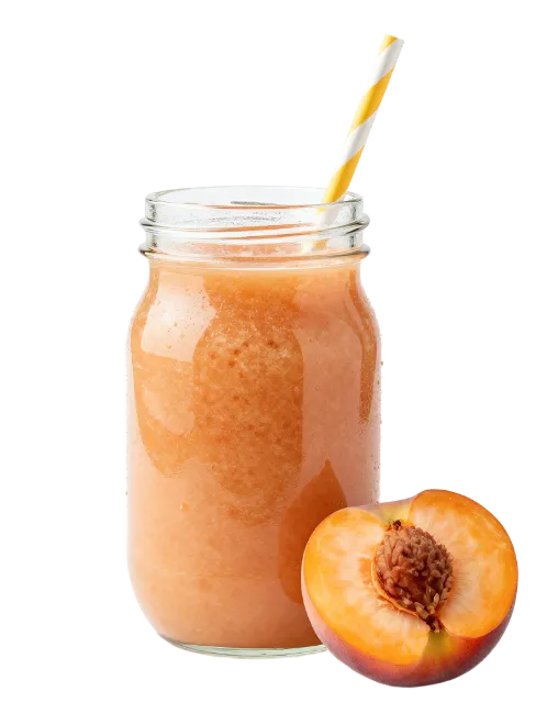 Fresh Peach Smoothie in Glass Jar