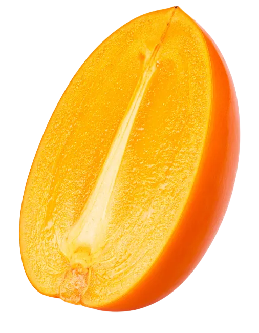 Fresh Persimmon Fruit Half Isolated