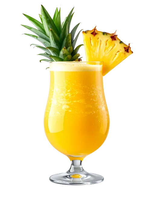 Fresh Pineapple Juice in Glass with Garnish