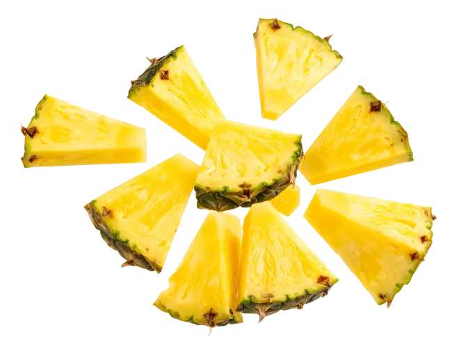 Fresh Pineapple Slices Arranged in a Circle