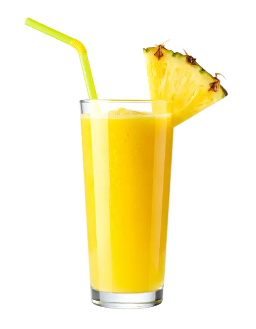 Fresh Pineapple Smoothie in Glass with Straw