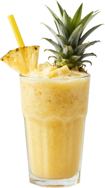 Fresh Pineapple Smoothie in Glass with Straw and Garnish