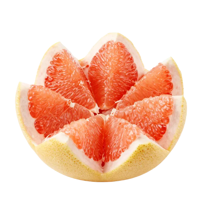 Fresh Pink Grapefruit Segments Isolated