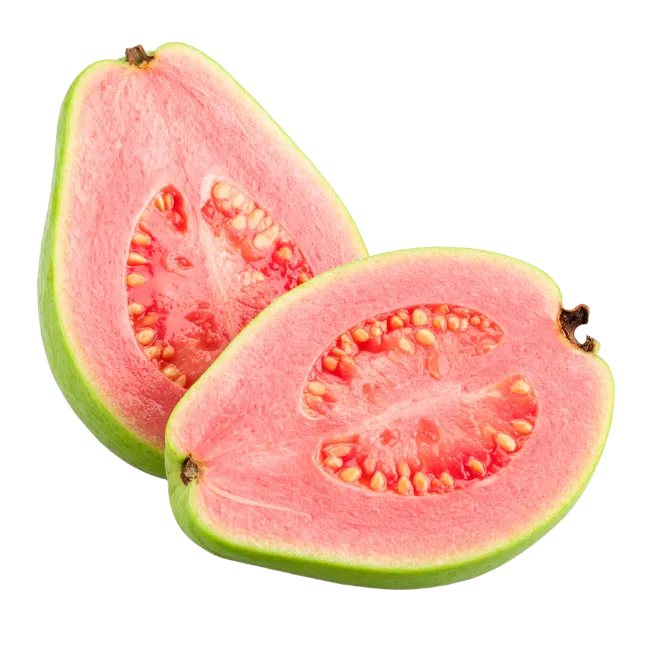 Fresh Pink Guava Halves Isolated