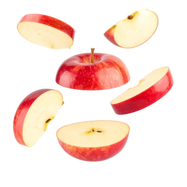 Fresh Red Apple Slices and Halves