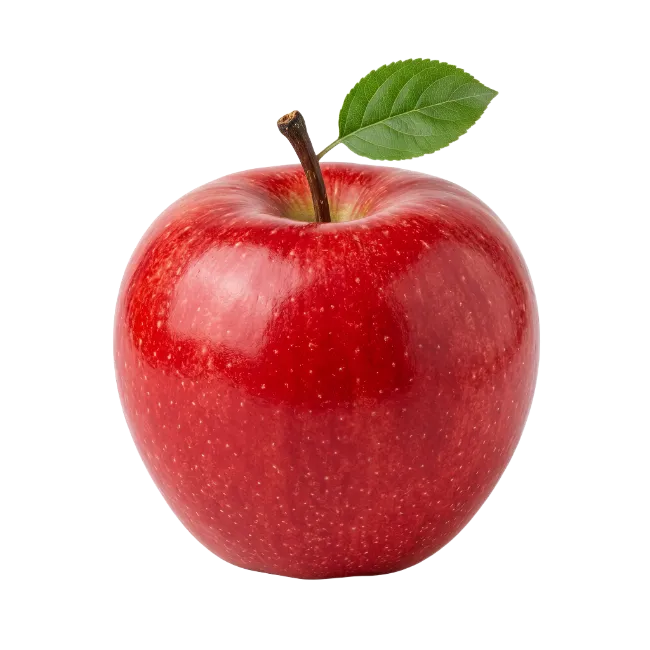 Fresh Red Apple with Green Leaf