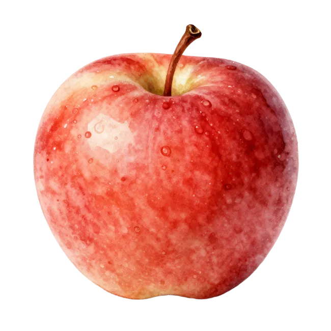 Fresh Red Apple with Water Droplets