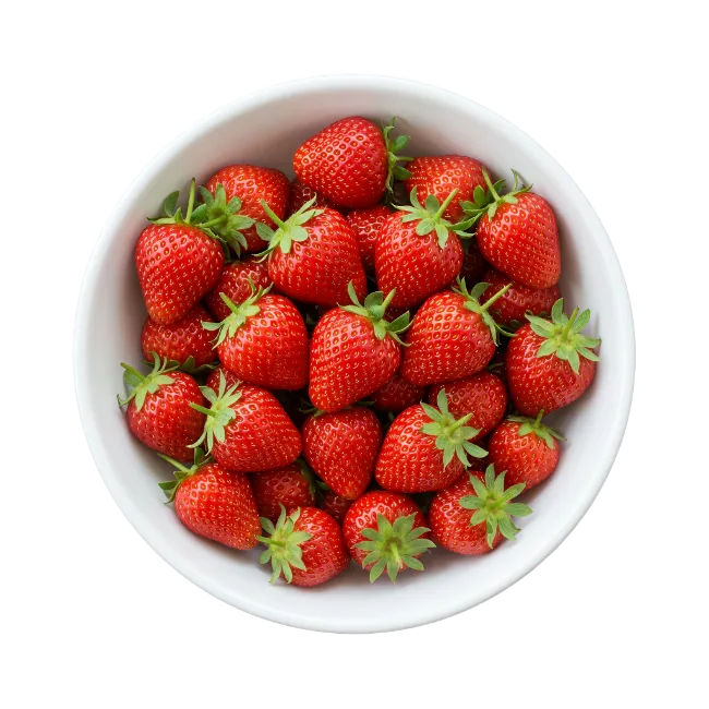 Fresh Red Strawberries in White Bowl