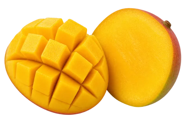 Fresh Ripe Mango Cut in Halves