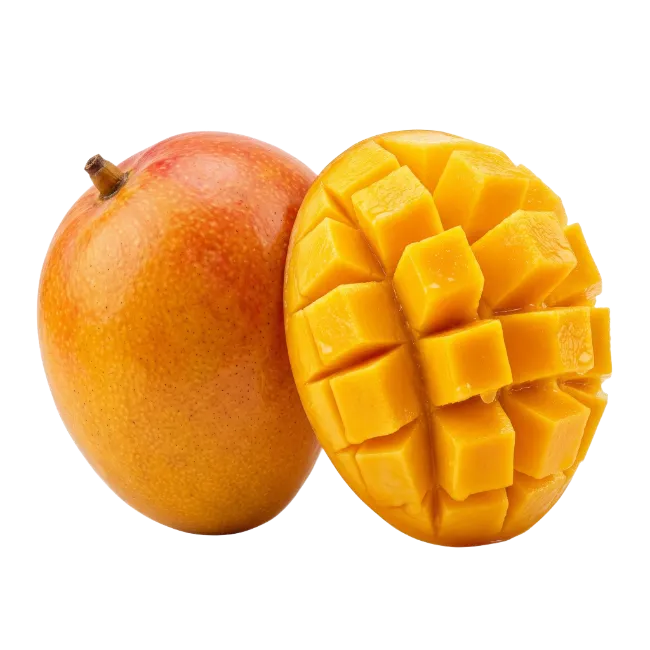 Fresh Ripe Mango Fruit Cut into Cubes