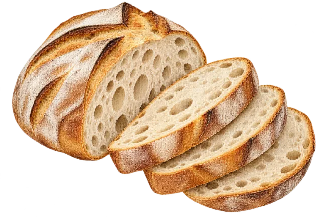 Fresh Sliced Artisan Sourdough Bread
