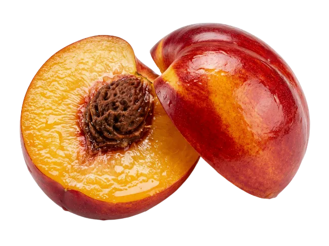 Fresh sliced peach with stone