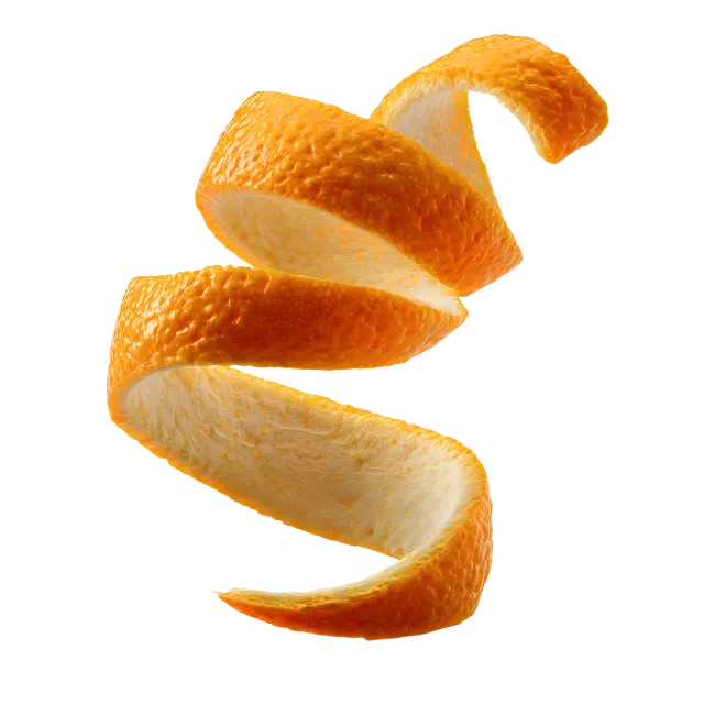 Fresh Spiral Orange Peel Isolated on Black