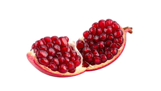 Fresh Split Pomegranate with Ruby Seeds